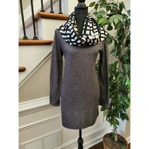 Mon Ami Women's Gray Polyester Long Sleeve Cowl Neck Knee Length Dress Size M